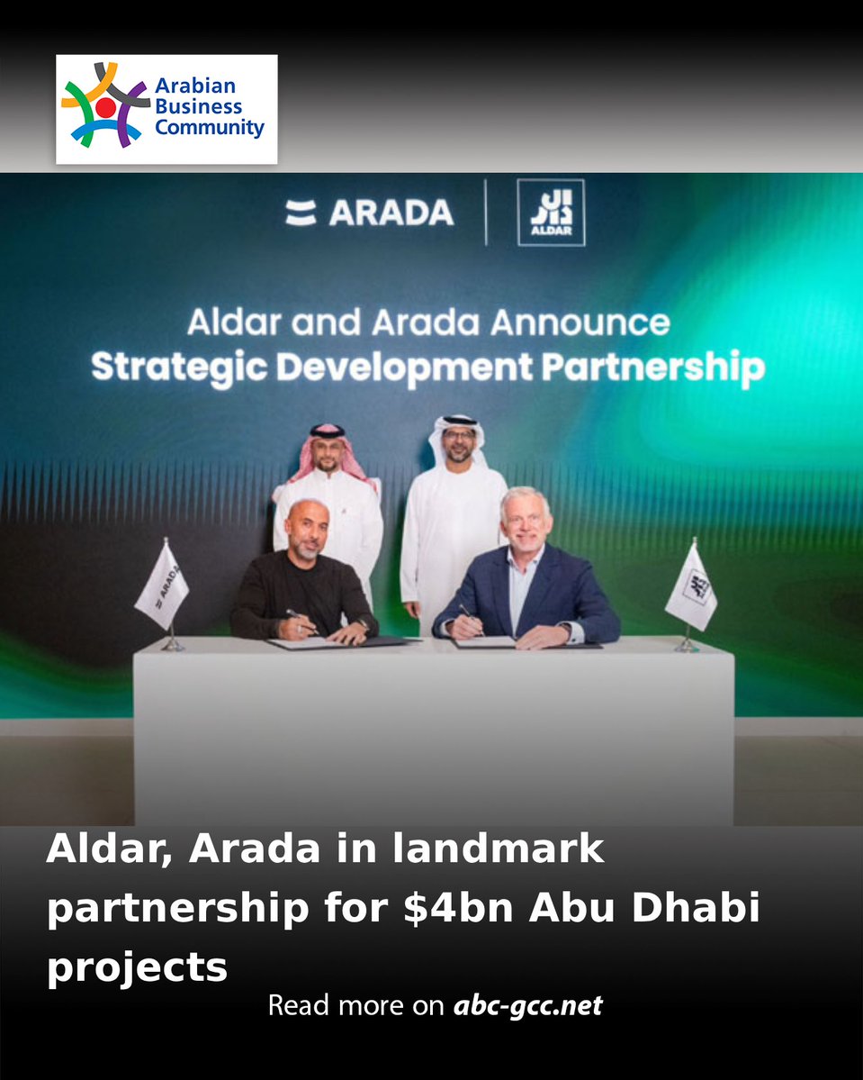 ABCinGCC's tweet photo. @aldar &amp; @AradaLiving have announced a landmark strategic partnership comprising major development opportunities on Yas Island and at Seih Sdeirah in Abu Dhabi.

Read more on https://t.co/SeSUUtffpS

#ABCNews #UAE #Aldar #Arada #Development https://t.co/H5aJDT8C0O