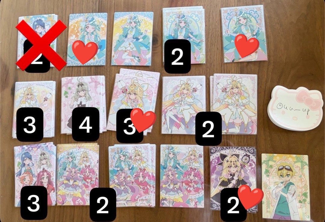 De5zaimasu's tweet photo. @uu__up お声がけありがとうございます。
画像をお借りして♥のもの4点とご交換は可能でしょうか？アルカナ難しければエクレール1種ずつでも構いません。ご検討いただけましたら幸いです。宜しくお願いいたします🙇‍♀ https://t.co/a8OWBgFBy2