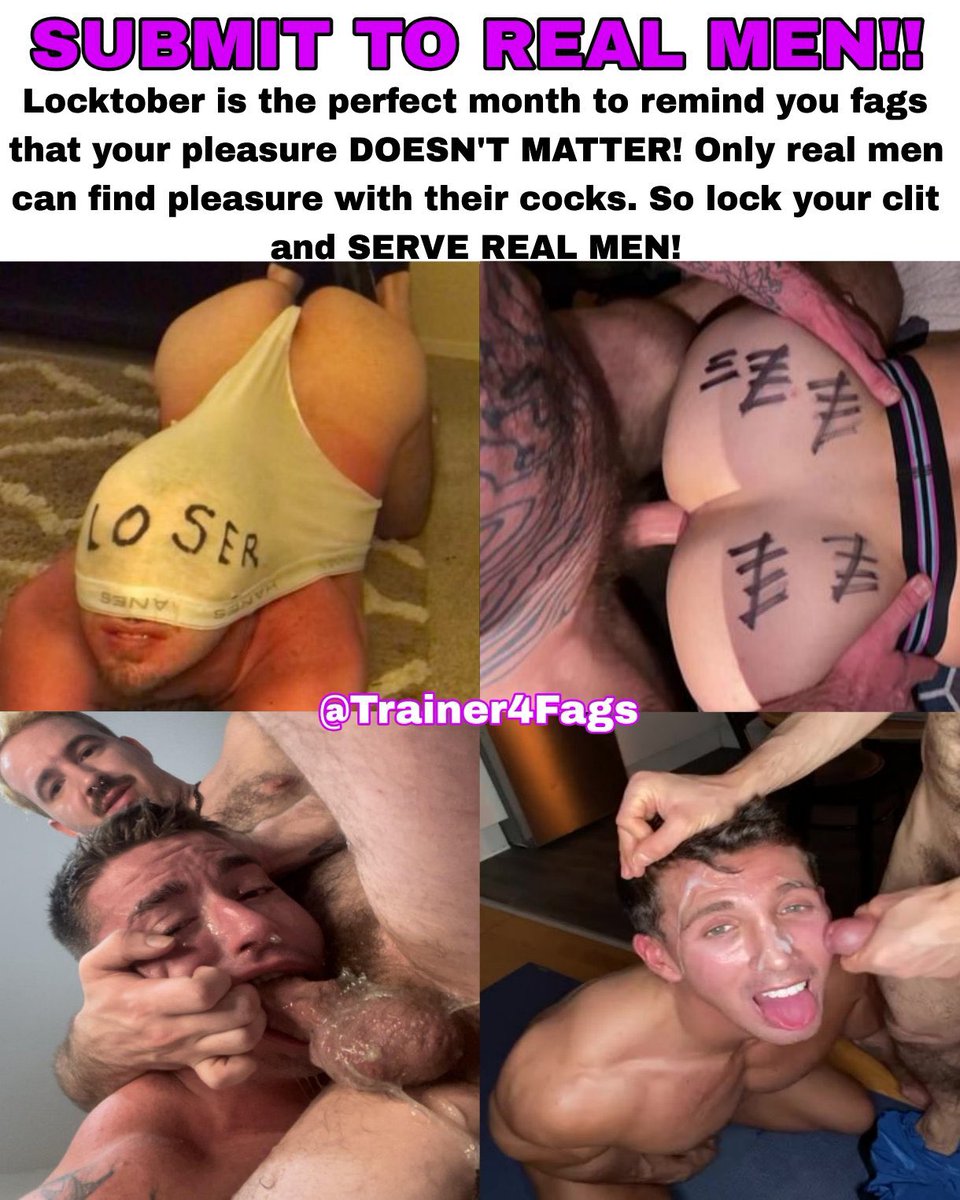 ARABMASTER_st's tweet photo. Just accept your position, keep locked and serve real men!! Look how happy and fulfilled they are!! HAHAHA.💪🔒
#fag #exposedfag #locktober #chudai #gayslave #gooning #faghumiliation #gaybdsm #worship #caged #cagecheck #exposed #gaybondage #gay #deepthroat https://t.co/QhvPTBxx3p