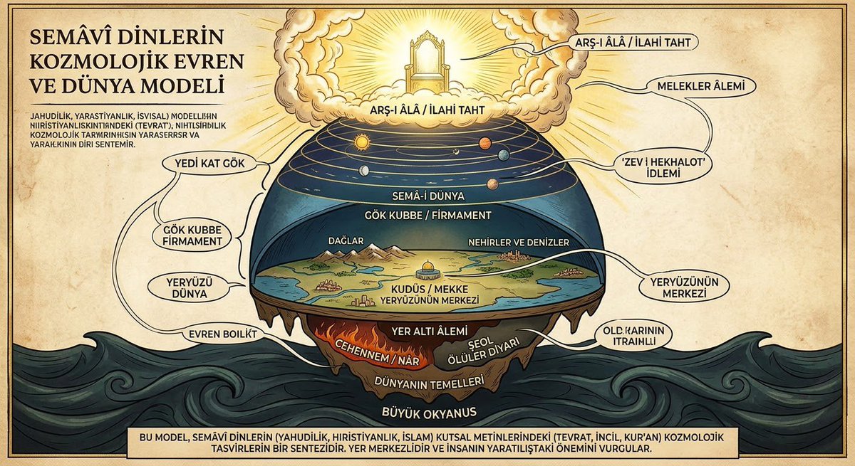 X_SIMURG's tweet photo. Semavi din kaynakların daki evren ve dünya modeli budur. İncil, Tevrat, Zebur ve Kur'an kaynakları bu modeli savunur.
Günümüz deki bilim ve gözlemler ise tam tersini iddia eder. https://t.co/zxIWFr9tFN