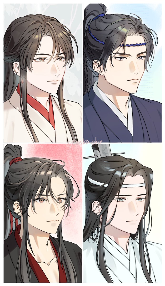 yanka_oksr's tweet photo. 塗りの練習兼ねて中華BLキャラ描きわけしてみた（あくまでイメージです） https://t.co/N6Ux0W18CN