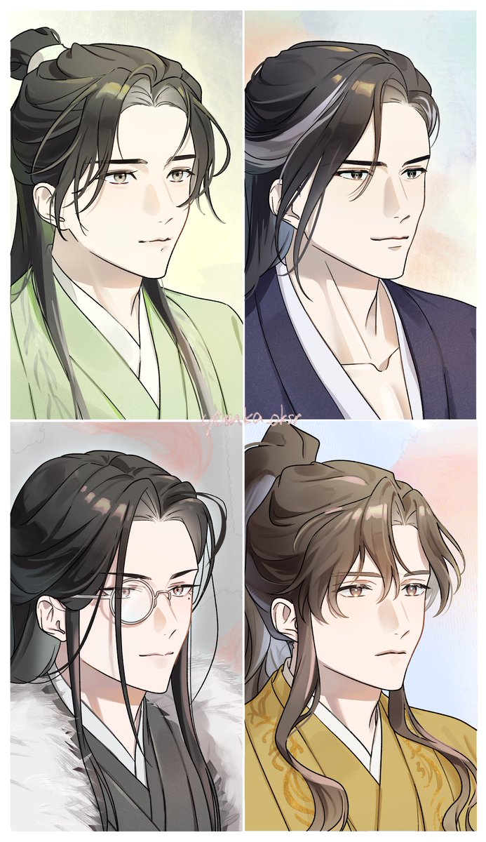 yanka_oksr's tweet photo. 塗りの練習兼ねて中華BLキャラ描きわけしてみた（あくまでイメージです） https://t.co/N6Ux0W18CN