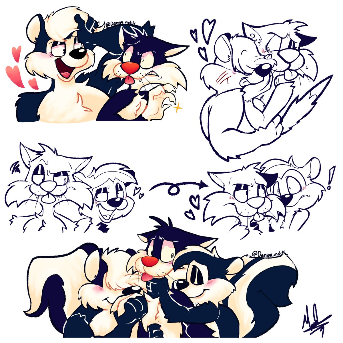 Miranda23934072's tweet photo. Por fin hice más, no es mucho pero se me olvidó como dibujar a silvestre XD y de paso un Curi #looneytunes #sylvester #pepelepew #pevester https://t.co/polnujRokh