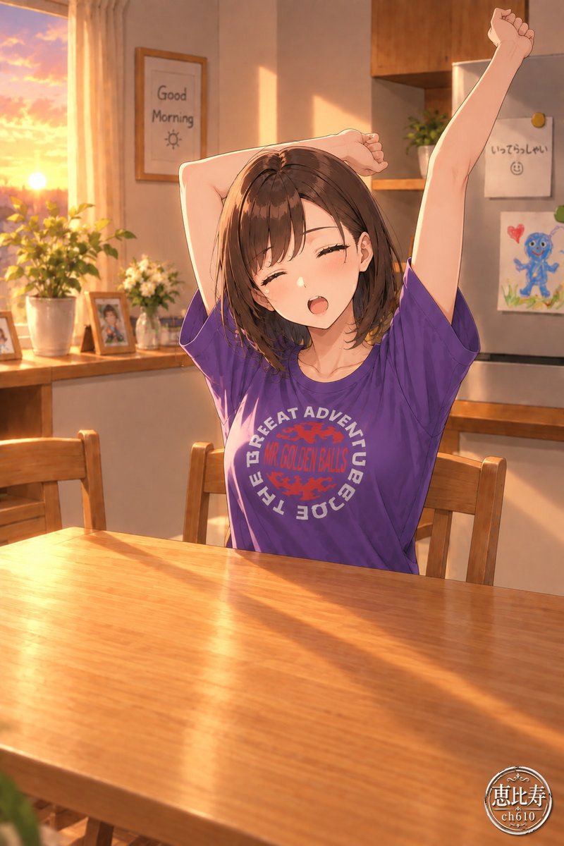 ebisu_ch610's tweet photo. 🍀常盤彩香🍀

おはようございます🥱
少し早起きしました☺️
たまにはお母さんの代わりに朝食作ろうかな😉
よーし！何作ろう？😆

#AIart #AIイラスト #癒し系 #マイキャラ
#AIイラスト好きと繋がりたい #JEC https://t.co/0ajt5WLmmC