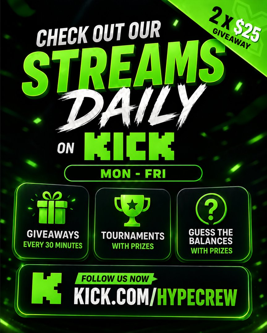HypeBonuses's tweet photo. OUR LIVE STREAMS WILL BE BACK SOON! ❤️‍🩹

Be sure to follow us on👉https://t.co/PXa89LbgSS
We run giveaways and tournaments with prizes on stream!🍀

💸 $50 GIVEAWAY 💸

 💎TO WIN 2 X $25 GIVEAWAY, RT + Sign up under code 'Hypecrew' on Stake + COMMENT ON NEW YT VIDEO + COMMENT PROOF: https://t.co/4UFQWnWzH1

Rolling in 24 hours⏰

#giveaway #casino #crypto #giveaways
