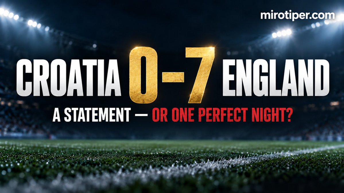 MiroTiper's tweet photo. Was this England’s first true statement under Thomas Tuchel?

A 7–0 win in Croatia, doubles from Harry Kane and Bukayo Saka, and relentless pressure long after the game was decided.

One extraordinary night — or the shape of a genuine contender emerging? https://t.co/kpj52wo1PW
