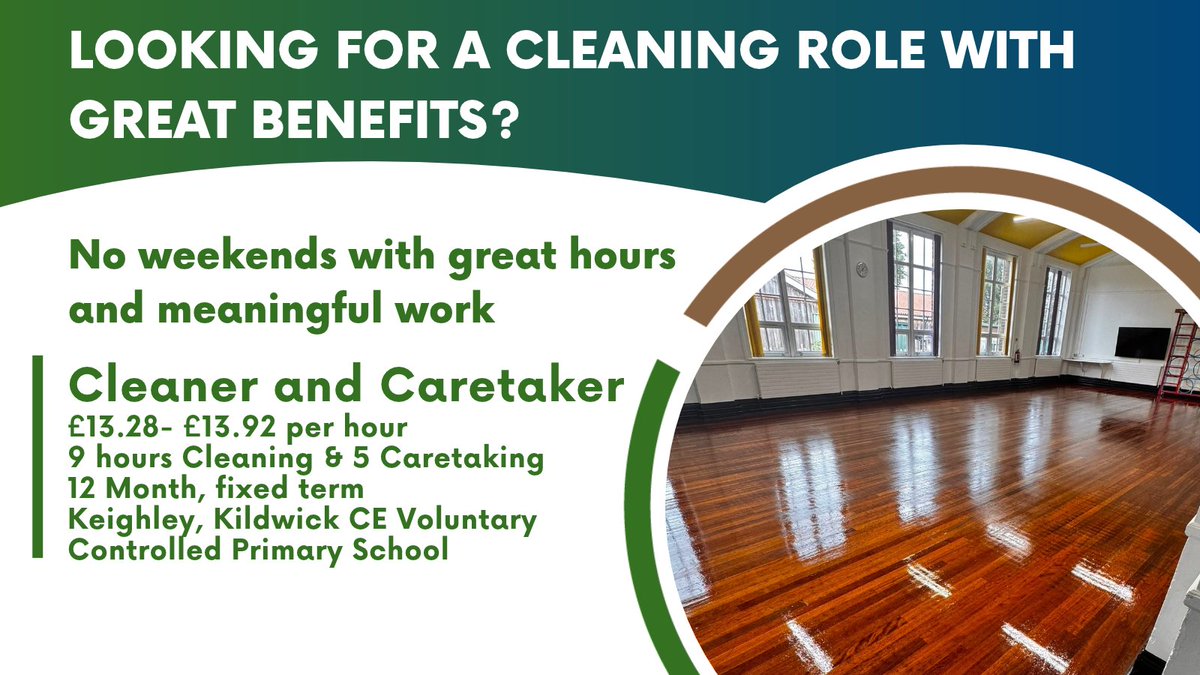 NycjobsUk's tweet photo. Are you looking for a cleaning role that is a little different?
Visit: https://t.co/QwHvCY43Na
#NorthYorkshireJobs #CleanerJobs #CaretakerJobs #SchoolJobs #KeighleyJobs #PartTimeJobs #FacilitiesManagement #NorthYorkshireCouncil #TeamNorthYorkshire #ResourcesandCentralServices https://t.co/hr8qhvKSDb