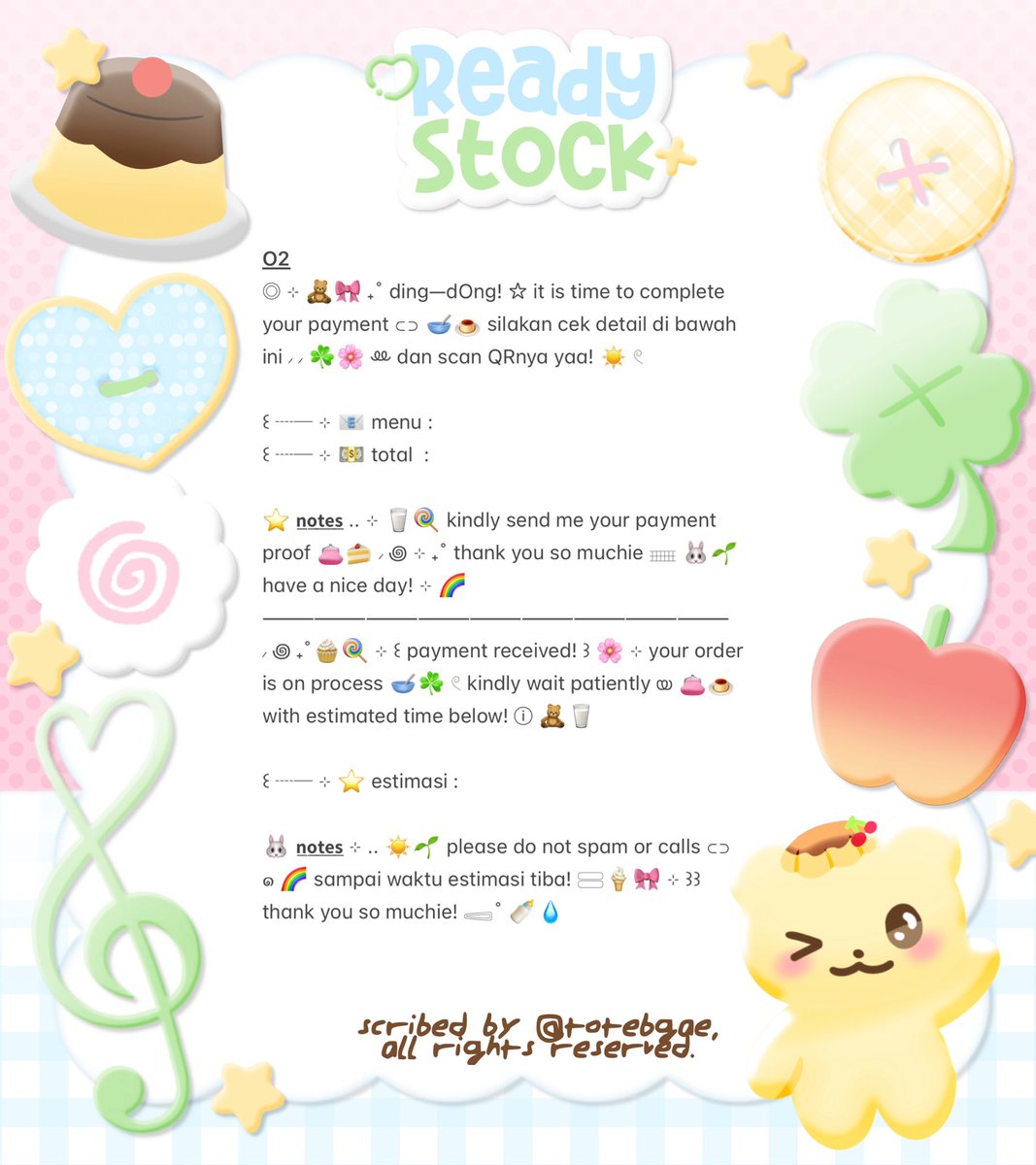 totebgae's tweet photo. ⠀⠀    ⠀⠀ ꒰ help rt, please? thankiies! ꒱

⸝ ⊹ ˚ 📌 .. today’s theme : jumino! ☆ もしもし!! 🎀🍦 യ ₊˚ yuk bawa pulang ⊹ 𓈄 🥣🍮 wording di bawah ini ⑅ 🐰🍭 ⊹ ◎ scroll for more 𓈃 🌸‼️

🧸☘️ ┈──── #bealanja https://t.co/OOuMvjgH4P