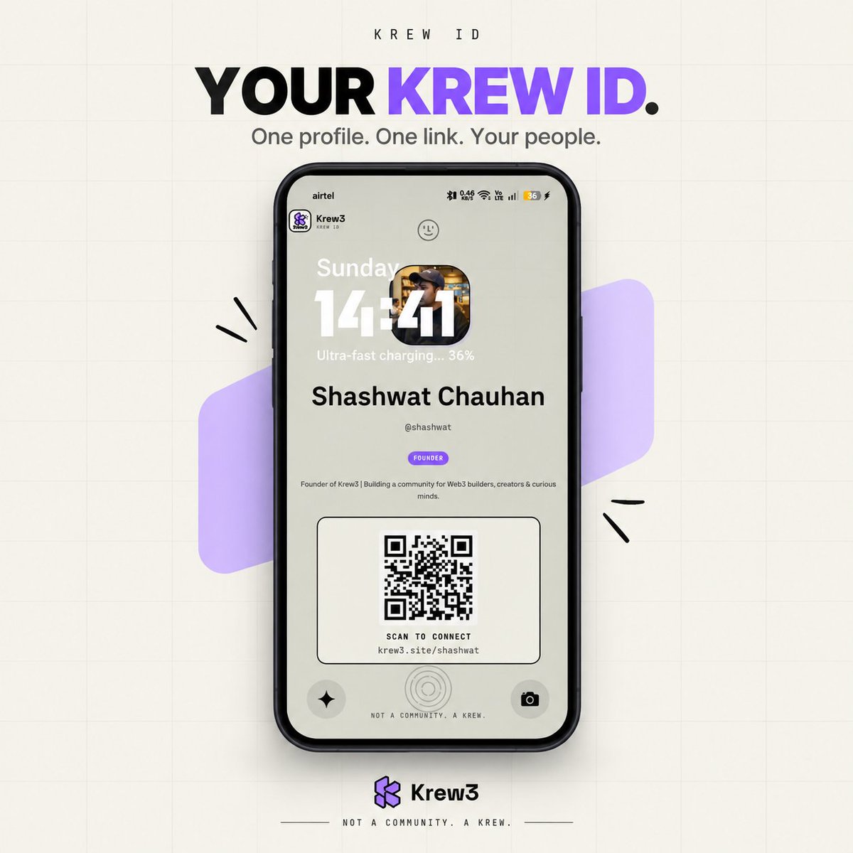 Shashwat_web3's tweet photo. Q4 is getting wild, and @EFDevcon and @token2049 season is right around the corner.

So for our @Krew3HQ members, we shipped Krew ID.

Add your Telegram, X, best work and a few details, then get your own Krew3 Card + phone wallpaper.

Now when I meet someone new at Devcon or any event, I can just pull up my phone, they scan my Krew ID, and we’re connected.

No typing handles. No searching. Just scan and connect.

Your people. One scan away.

https://t.co/87tijSWnF3