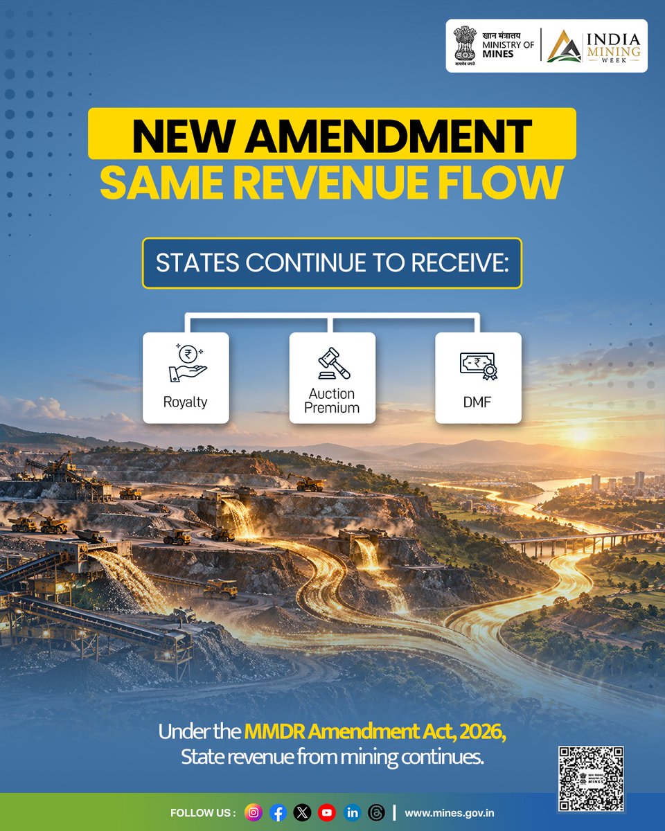 easterncoal's tweet photo. Reforms with continuity!
Under the MMDR Amendment Act, 2026, the mining framework has been made more stable and investor-friendly, while ensuring that States' revenue from mining continues uninterrupted.
#MMDR2026 #ECL #TeamECL https://t.co/DaAhy3rA5g