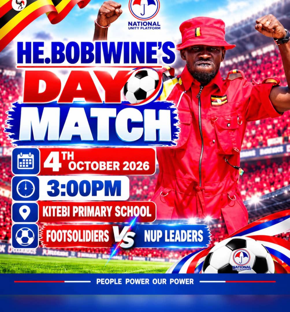 NUP_Ug's tweet photo. In addition to arresting our comrades at church, the regime police and the Rubaga RDC have cancelled our planned football match between Foot Soldiers and NUP leaders that was to be held at Kitebi Primary School playground today. Without any clear justification, they have already deployed security forces all over the venue to prevent our comrades from attending the match.

In the strongest terms possible, we condemn the blatant misuse of power by the regime officials who have failed to come to terms with the fact that we are a legally registered and law abiding political party. We call upon all regime officials to refrain from being used as agents of oppression.
#FreeUgandaNow