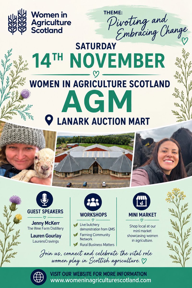 WiAScot's tweet photo. 🍂 Our WiAS Autumn Event is coming! 🌾

Join us for a fantastic day of connection, inspiration and celebration as we bring our members and the wider agricultural community together.

#WiAS #WomenInAgricultureScotland https://t.co/CbzPGXoGnJ
