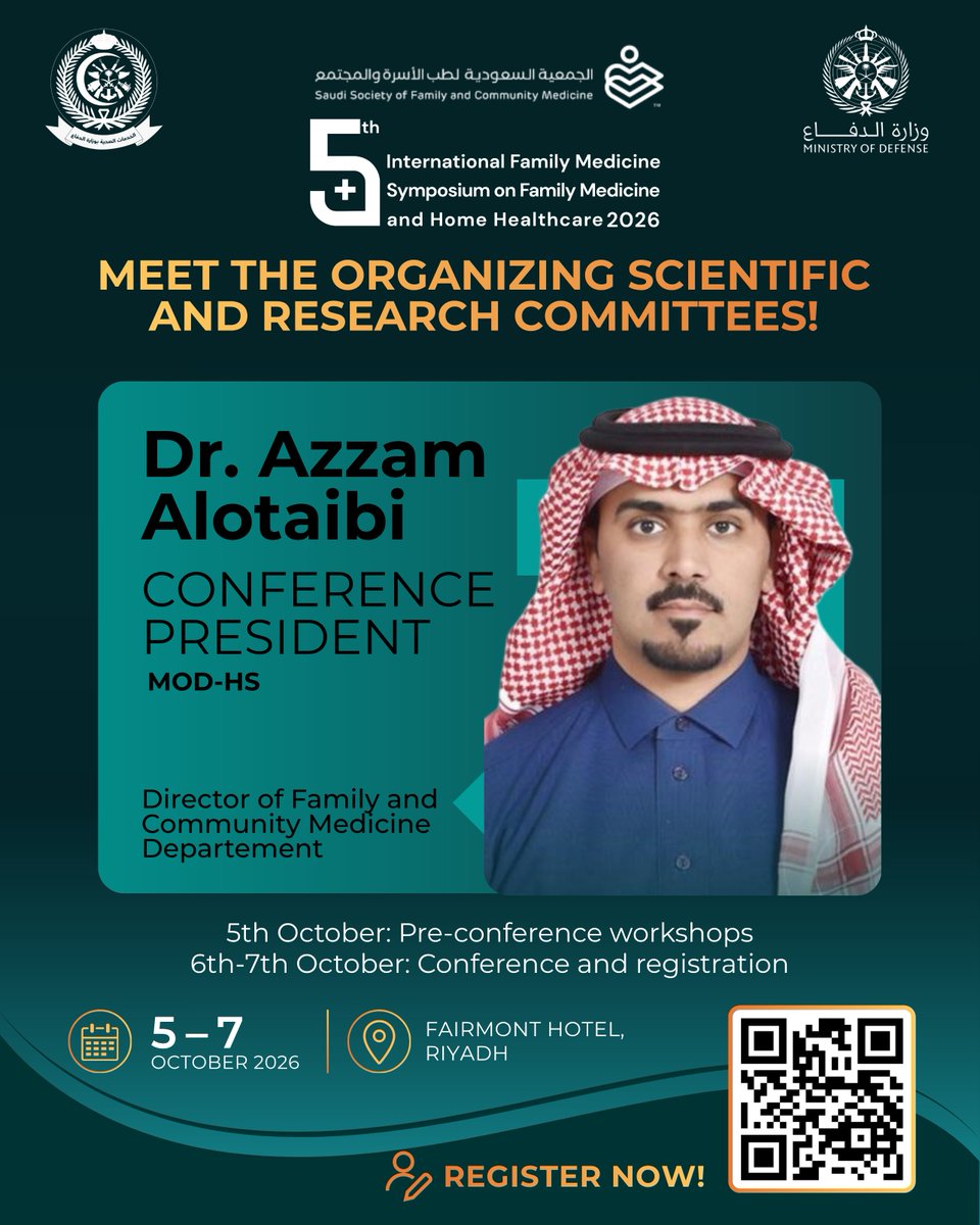 MCIAlRowad's tweet photo. Meet the people behind ICFM 2026.

Dr. Azzam Alotaibi
Dr. Turki Al Harbi
Dr. Moawad Eid Alotaibi
Online registration closes at midnight on 5 October.
6-7 October | Fairmont Hotel, Riyadh
Register: https://t.co/2DveBJuQRT https://t.co/OONO8Rc3Bt
