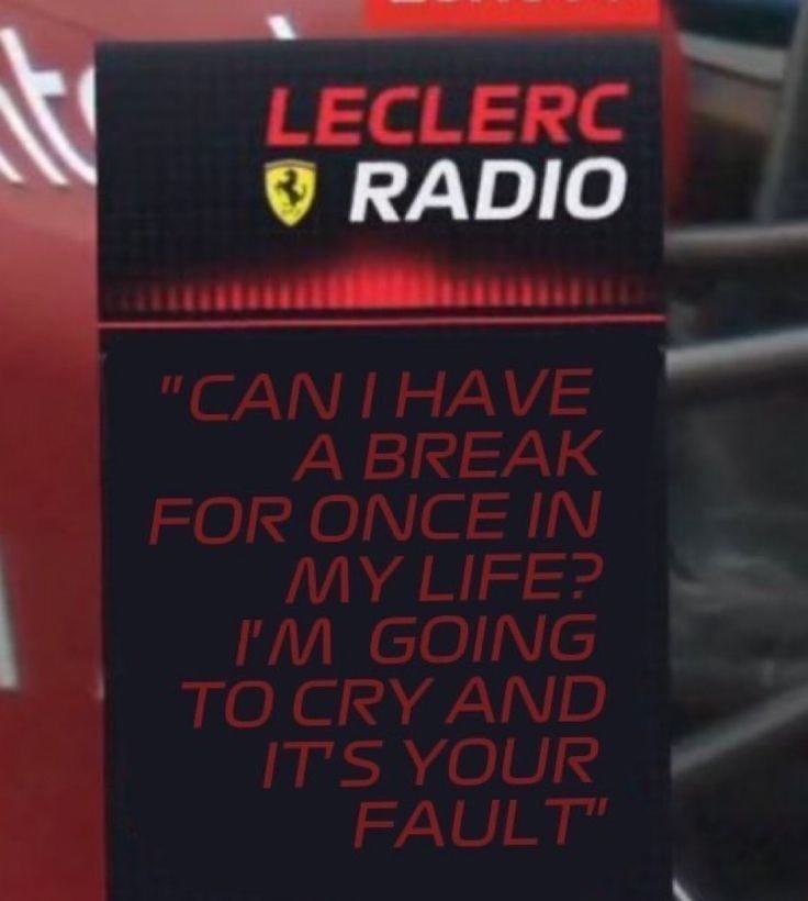 leclercsletters's tweet photo. - ferrari cooks some bullshit and decides to start charles on the softs
- charles asks on the formation lap to switch to inters
- ferrari doesn't listen
- charles goes to p22 and has to pit for inters (with front wing damage)
- charles pits again during sc for softs
- charles starts to overtake cars
- ferrari decides to pit him
- charles complains about the car and says brake balance is wrong
- ferrari still doesn't listen
- charles is slow as fuck due to issues