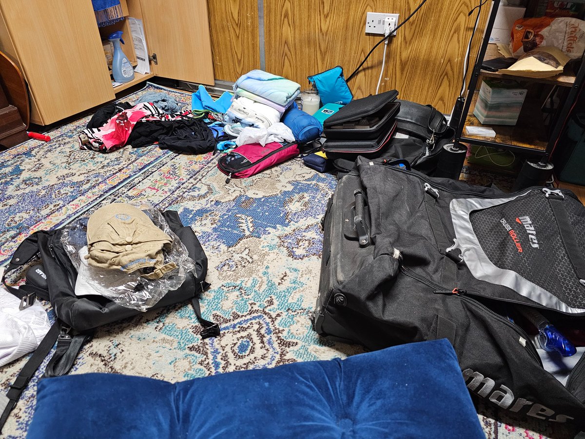 wanderonomy's tweet photo. Me: "I'm strictly team carry-on this trip!" 😇   Also me 20 minutes later: surrounded by BCDs, regulators, fins, and sheer chaos on the living room floor 🫠🤿  #wanderonomy #etsy https://t.co/OOXNwdMb05