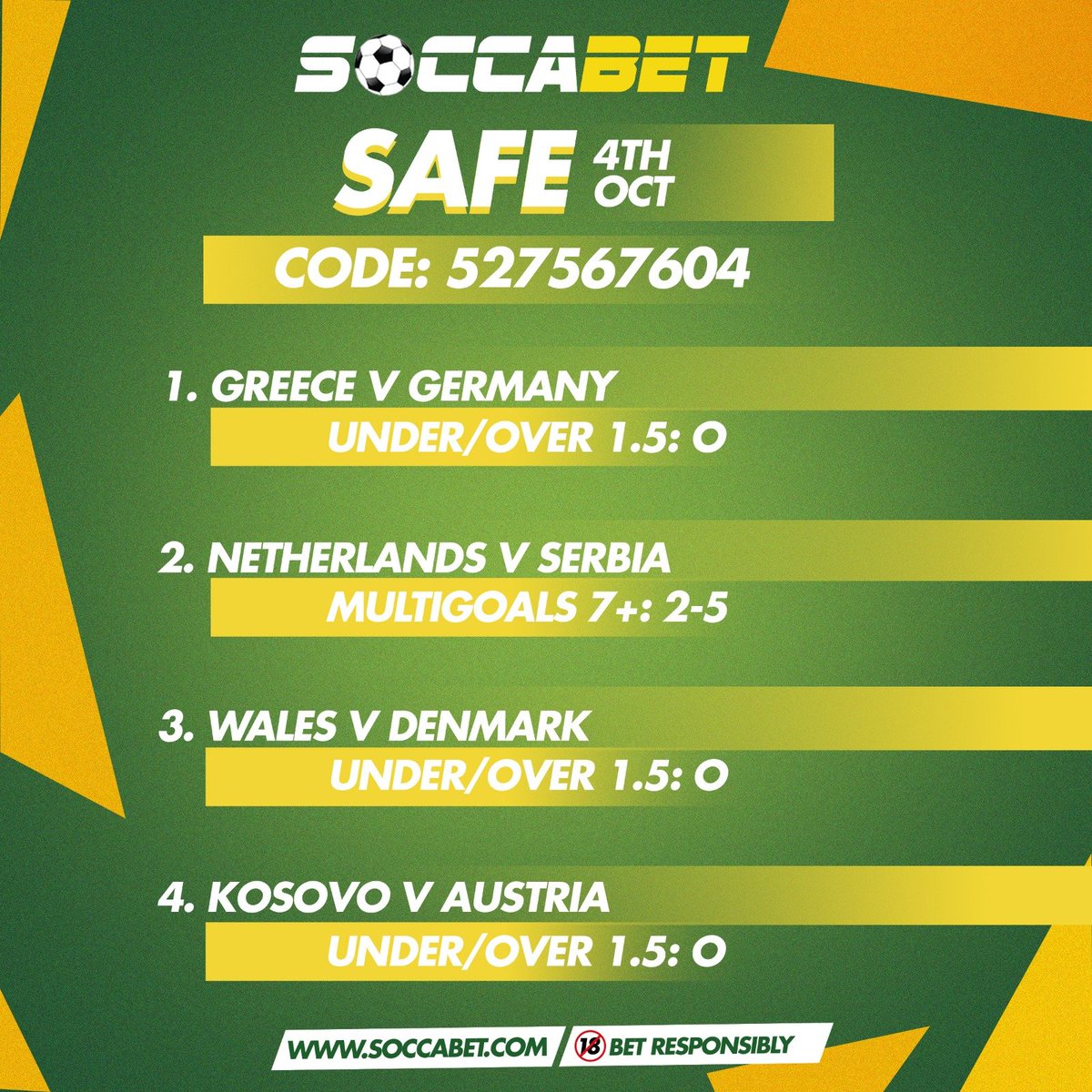 soccabet's tweet photo. Bet on Favourites, Safe, Thriller and other sports today on the Soccabet App.#BetwithSoccabet #betresponsibly🔞 https://t.co/Tu2tlnh4nG