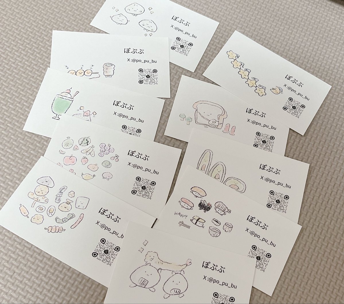 po_pu_bu's tweet photo. デザフェスの名刺作成中です〜❕
昨年は発注して100枚持っていきましたが大量に余ってしまったので数十枚だけ印刷して持っていきます🙂‍↕️ https://t.co/kr6DVkrfxA