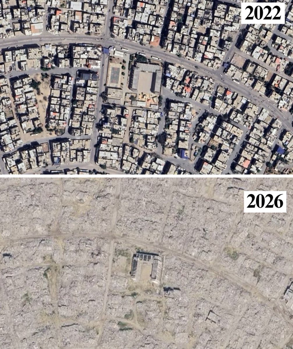 siyahsancakx's tweet photo. ⚫️ Angelina Jolie, Google Earth’te Gazze’deki yıkımı paylaştı:

“Artık Google Earth’ü açıp Gazze’ye ne yapıldığını görebilirsiniz. Bütün mahalleler enkaza döndü.” https://t.co/GsxWuDC9fI