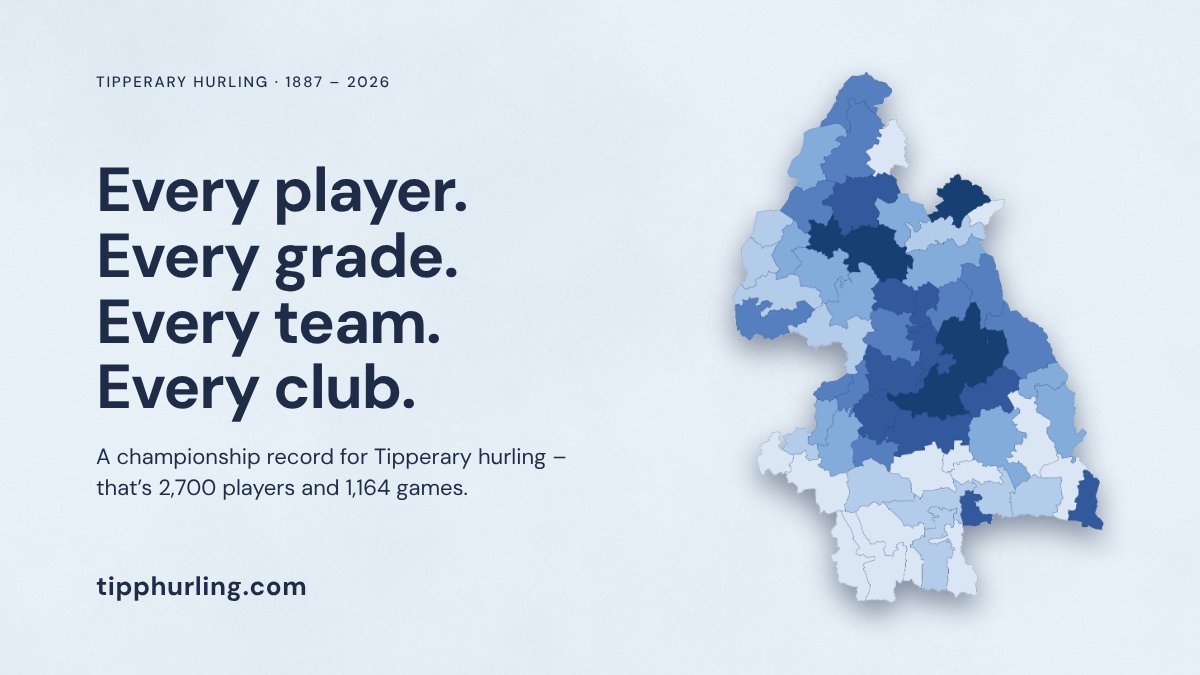 sixtwofourtwo's tweet photo. The Tipperary inter-county championship hurling database is now live - 1,164 team records featuring 2,700 individual player profiles (1887-2026) - https://t.co/9fvDrKWxS6 #hurling https://t.co/jvdwJbJRZY