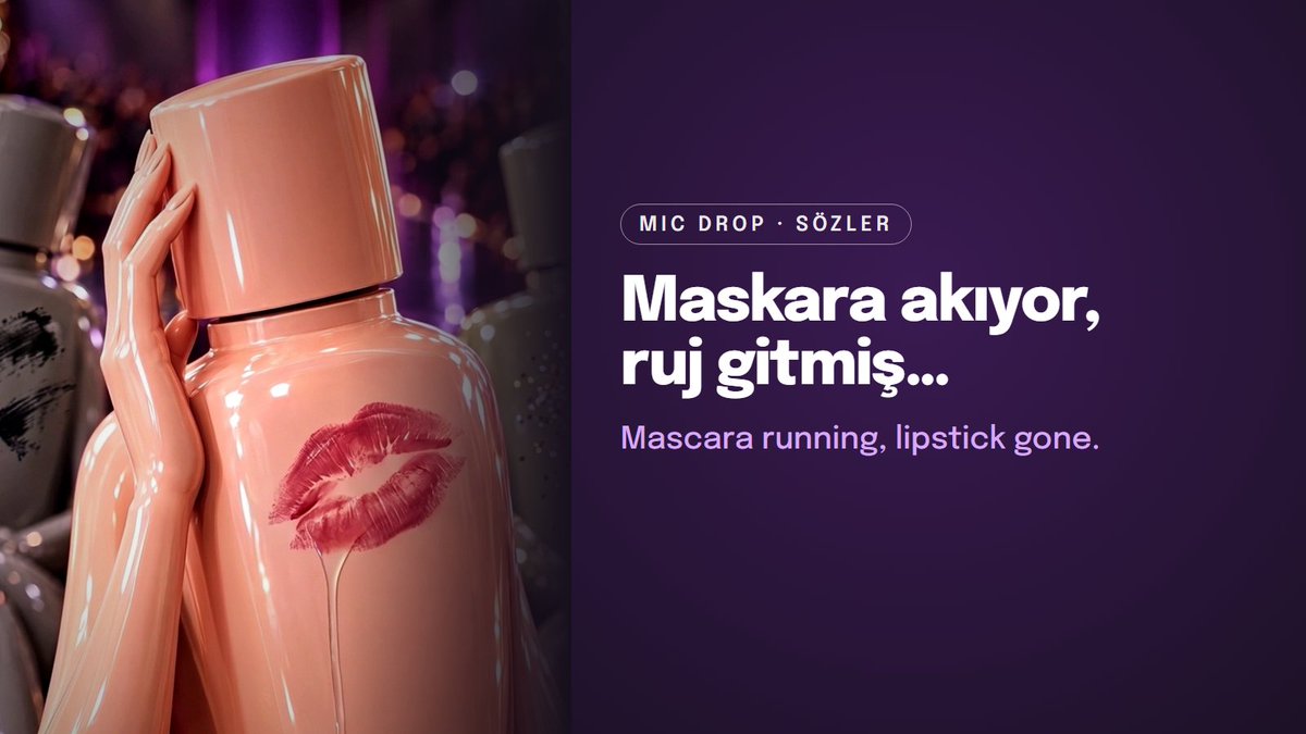 Shevectr's tweet photo. "Maskara akıyor, ruj gitmiş…" 🎤 
Mic Drop'un sesi profilde 💜 
#shevec #micdrop https://t.co/v3sIDbgX2Q