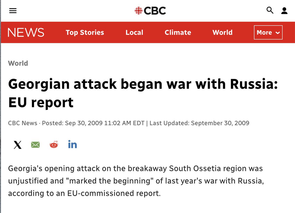 RothLindberg's tweet photo. 🇷🇺🇪🇺 Do you remember when the EU actually admitted that it was Georgia that started the war against Russia and criticized the state for initiating the conflict?

Probably not, narratives have changed drastically together with the increasing russophobia and anti-Russia propaganda. https://t.co/AnGFa4g0m0
