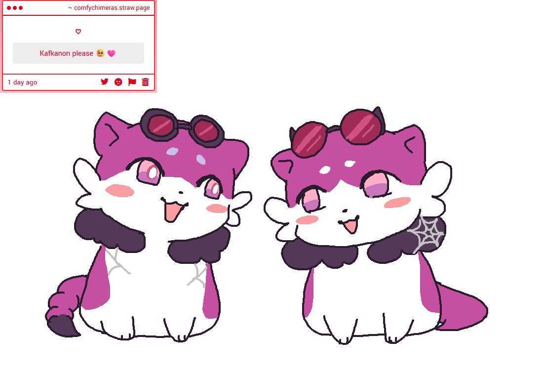 comfychimeras's tweet photo. SP req: i had a kafka chimera designed for one of my stickers, so here's kafkanon and spider web side by side .... https://t.co/S4CjMENPoN