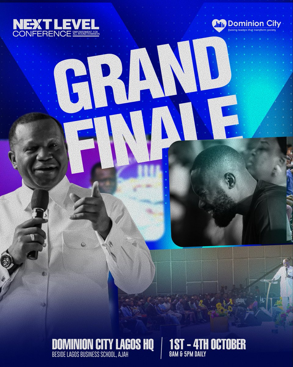 dominioncitylag's tweet photo. Four days of wisdom on influence, competence, wealth and kingdom leadership all come together this morning. We're already in session, and every moment is landing with weight.
Welcome to the GRANDE FINALE!
#DominionCity #DCNextLevelConference2026 #SuperSunday #SundayService https://t.co/uqYiNpxfB1