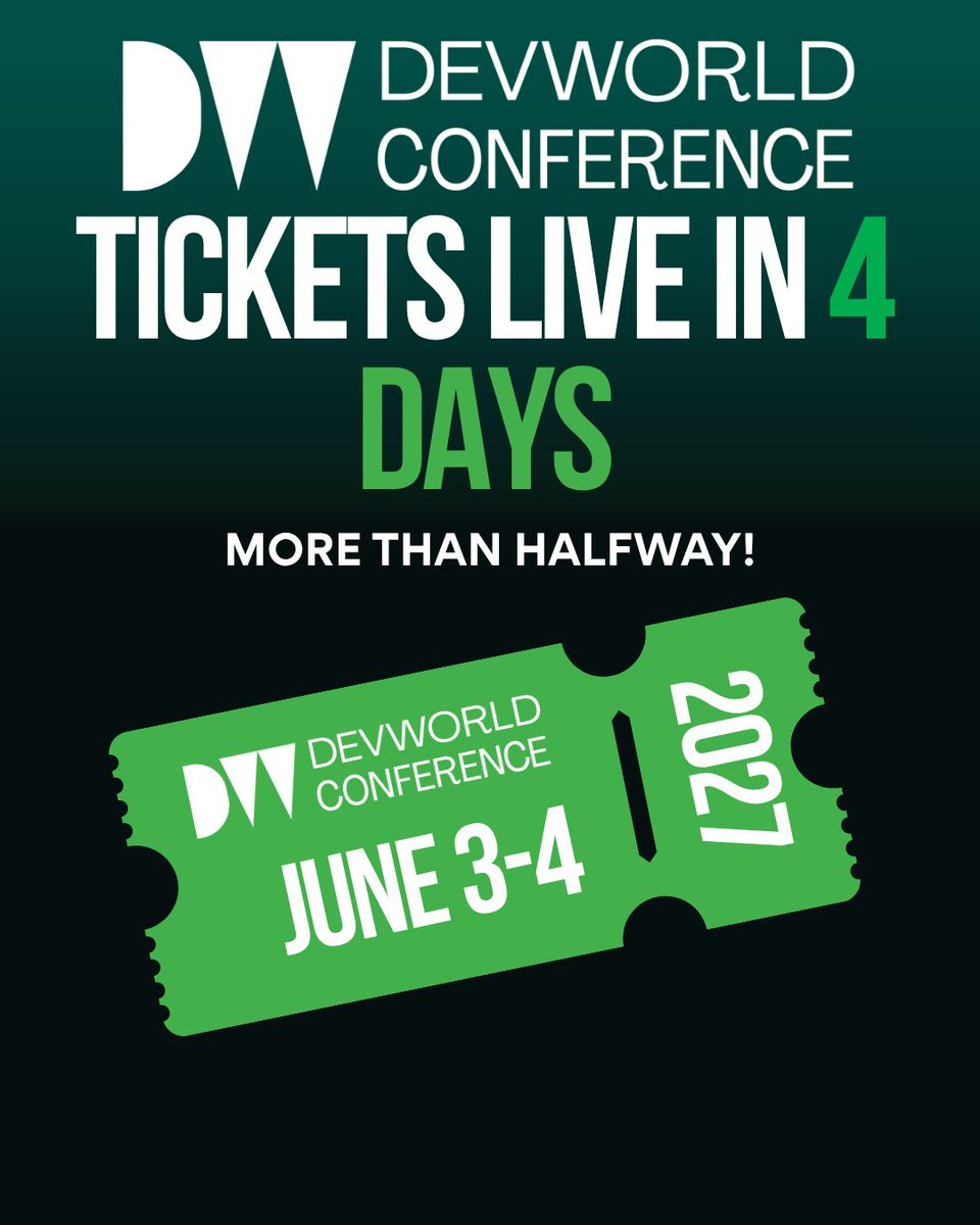 devworld_conf's tweet photo. Make sure you have https://t.co/YeAyPP7NOn bookmarked! We're more than halfway there until tickets are live! 

Don't miss the chance to get yours early!

#devworld #devworldconference #developers https://t.co/yLgbXhIH3T