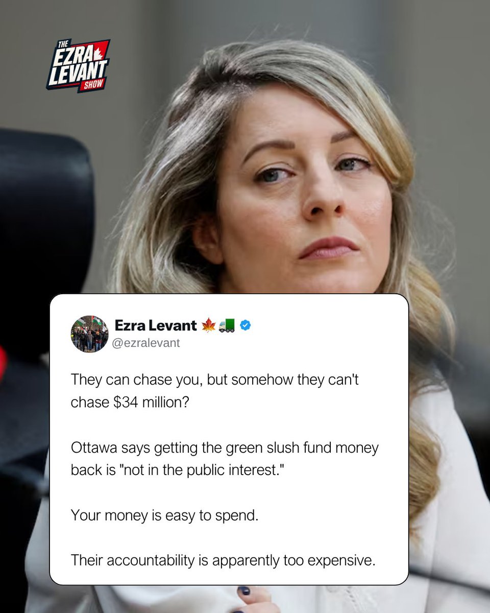 ezralevant's tweet photo. They actually called it "sound stewardship."

Last week Mélanie Joly's department answered a question in Parliament. 

Five green slush fund projects were found ineligible. 

At least $34 million went out the door. 

Ottawa won't try to get a cent back.

Her reasons: the recipients acted "in good faith," and recovery is "not in the public interest."