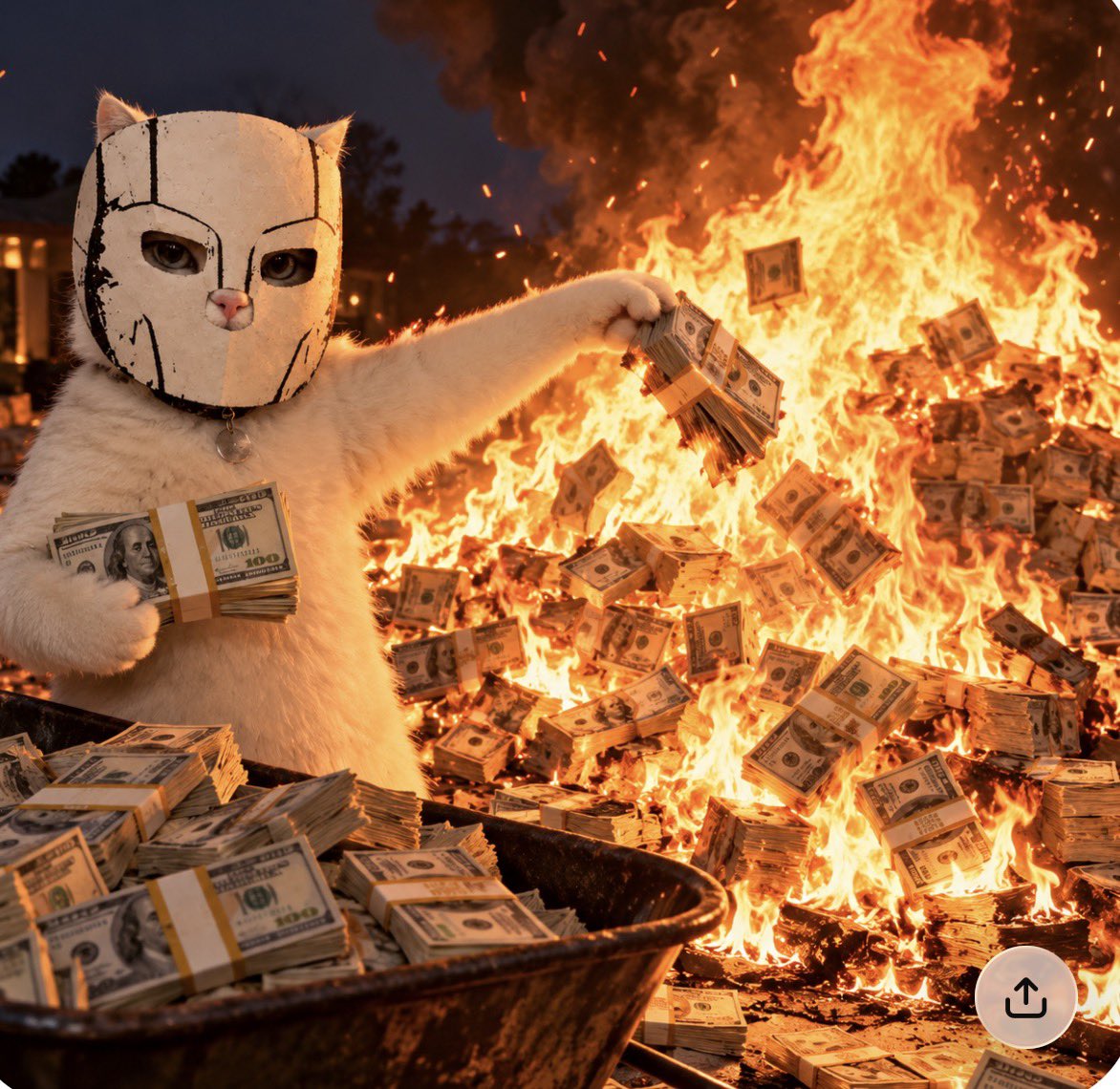 maskcatonsol's tweet photo. Burn baby burn  $mask https://t.co/v5maZzHcJ2
