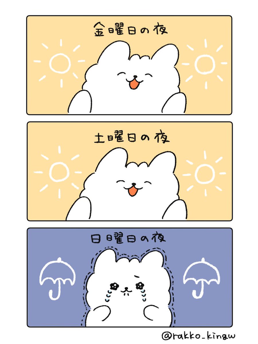 rakko_kingw's tweet photo. 心の天気予報

#漫画が読めるハッシュタグ #サザエさん症候群 #ゆるいイラスト https://t.co/LGH7GspdWd