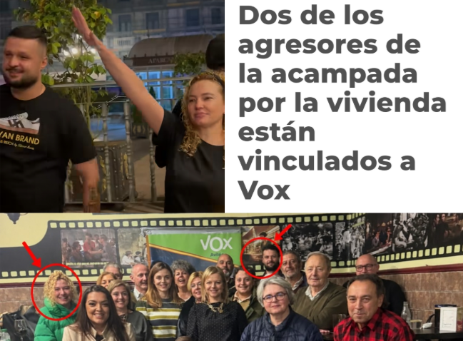 JulianMaciasT's tweet photo. ¡Vaya sorpresa! Dos de los nazis que fueron a agredir a los acampados por la vivienda en Oviedo son militantes de VOX.
https://t.co/lVlZKmhY06 https://t.co/BJXtVKkoUG
