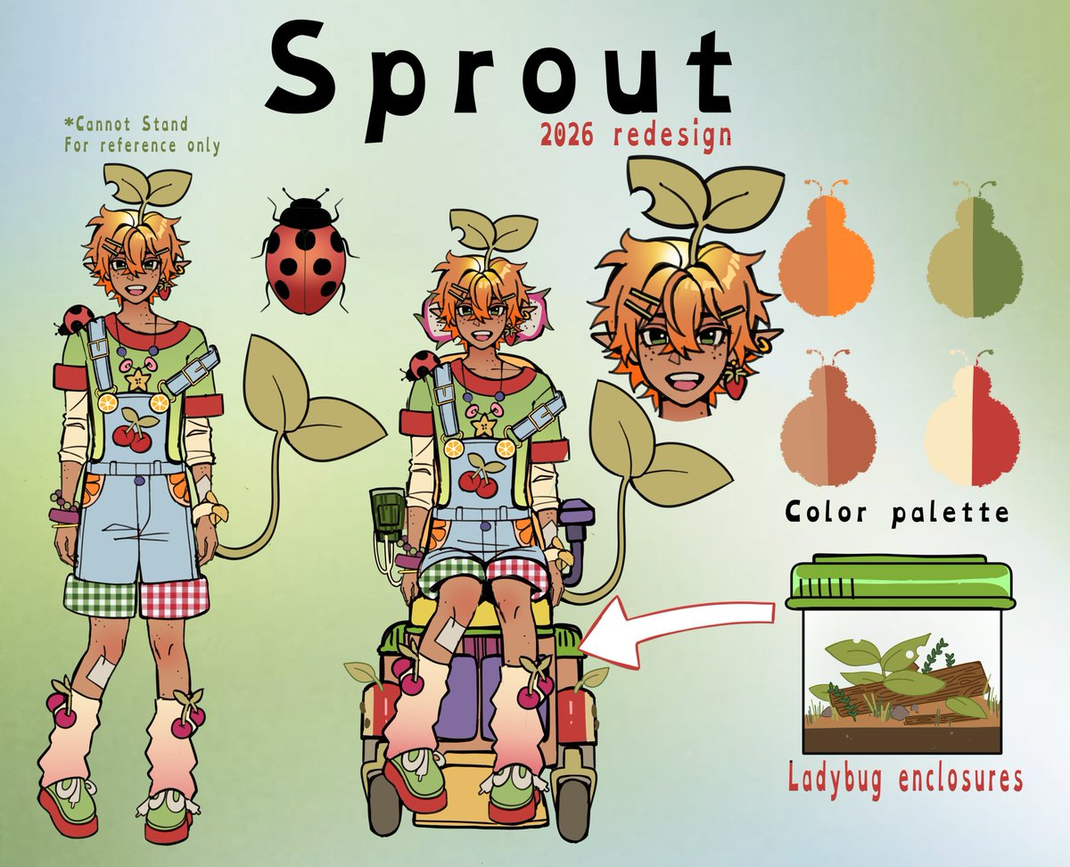 SPROUTwiki's tweet photo. Vtuber: SPROUT 🌱🍎🍊
2026 redesign #disabledartist 

I wanted a bit of a design update! The OG sprout sona design was created in 2020. https://t.co/LGG8hgOz1F