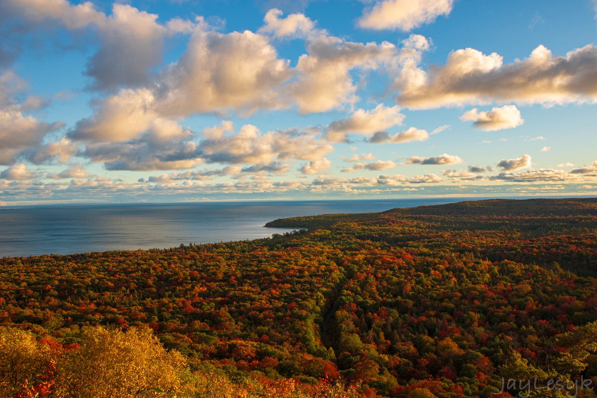 JayLesykWX's tweet photo. INSANE Fall foliage across eastern Lake Superior in Ontario!! Best I’ve ever seen https://t.co/1n4GyqZD2P