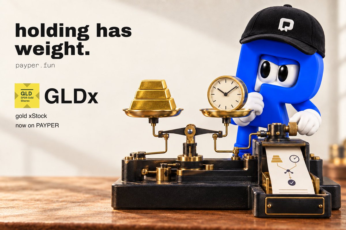 payperfun's tweet photo. a golden addition.

GLDx is now live as a quote asset on PAYPER.

launch a GLDx pair. eligible holders receive rewards in GLDx.

holding has weight. https://t.co/XEfxTtzvxK