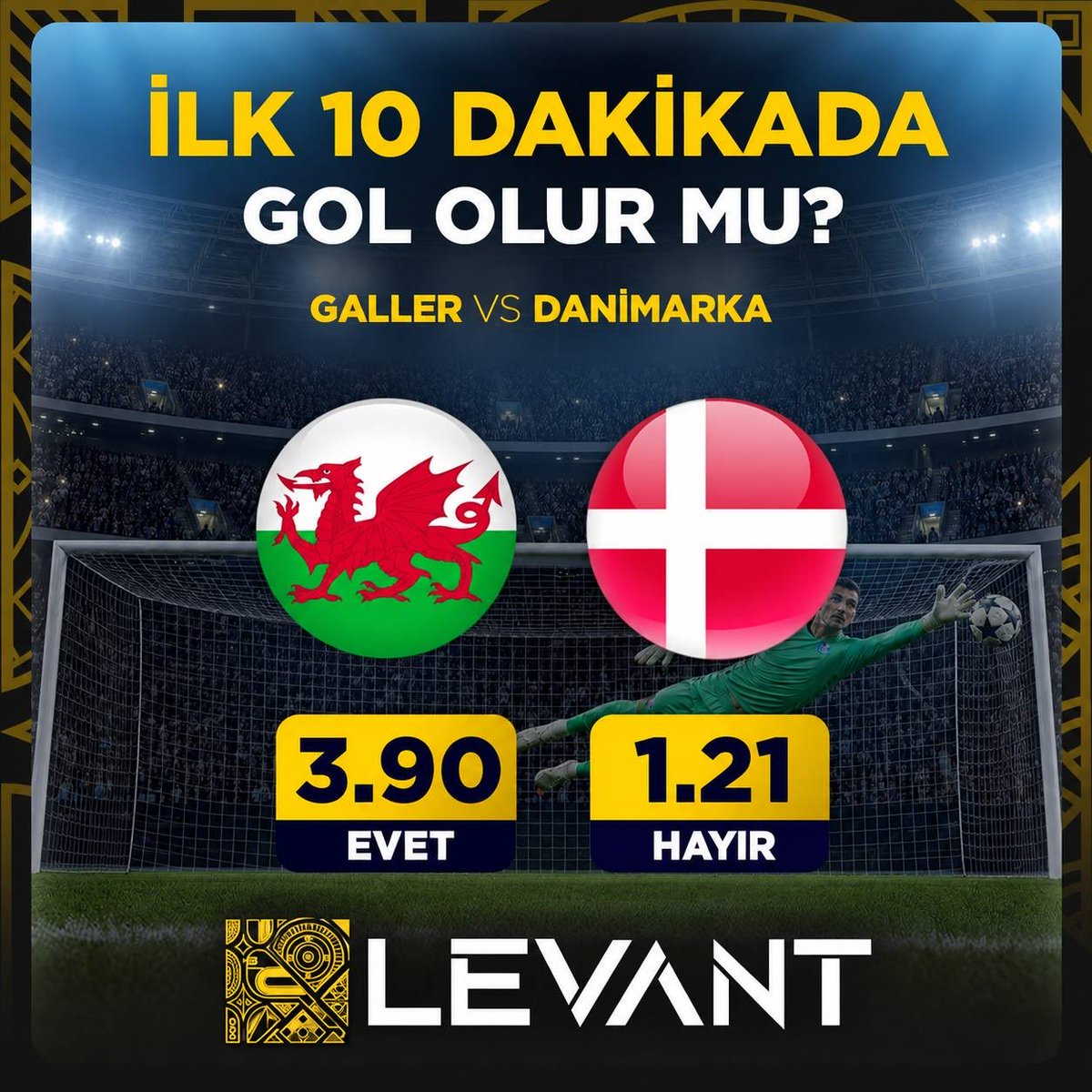 levantresmiii's tweet photo. ⚽️ İLK 10 DAKİKADA GOL OLUR MU?

Galler - Danimarka maçında her iki yarıda gol olur mu?

✅ Evet - 3.90

❌ Hayır - 1.21

En yüksek oranlarla oyna! 🔝

🖥 Güncel Giriş: https://t.co/GCHDyG8xfV https://t.co/ZNVQG3nHcT