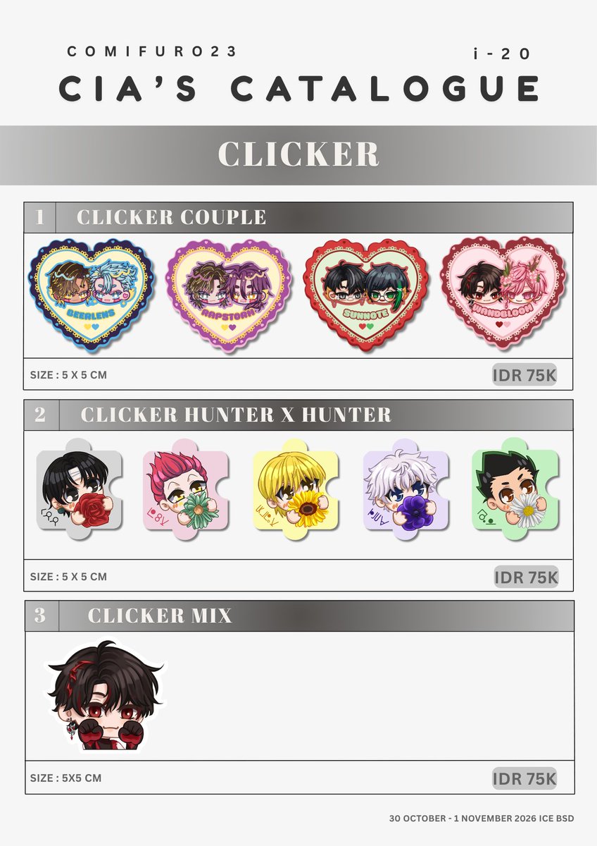 papermintlucia's tweet photo. Cia's #CF23 Catalogue Pre-Order Batch 1

🌻 : Both Days  [Booth i-20]
🌻 : Pick Up &amp; Mail Order
🌻 : Pandavva, Enki Qurosa, Seishin, Noa Florastra, Rex Arcadia, Bouya Kyuuroku, Bonjour SQ, Rieru Shindou

#comifuro23 #cf23catalogue
(2/5) https://t.co/BIkw7viZjH