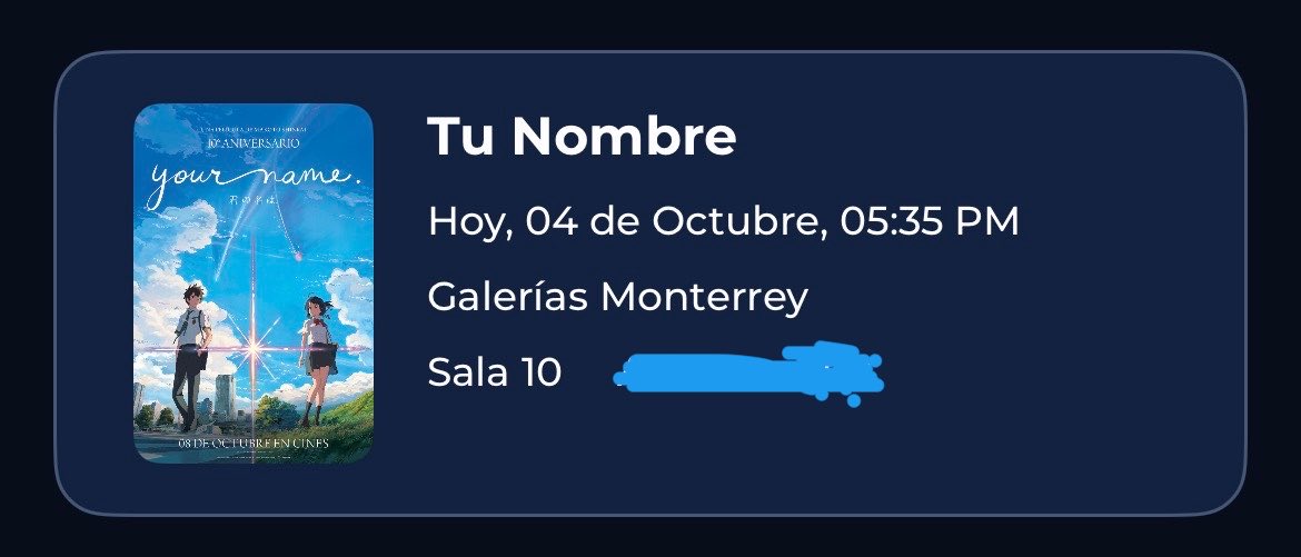 Hey_Gelo's tweet photo. Estoy casi seguro de que la persona que puso el Preestreno, hoy de 
君の名は(Your Name) sabía, lo importante que es el día de hoy 4 de Octubre por lo que pasa en la película y para los Fans 💫🥹😍

O no Tíos? @Cinepolis @MasQueCineLatam 

#君の名は 
#yourname 
#tunombre https://t.co/nU244vBvmB