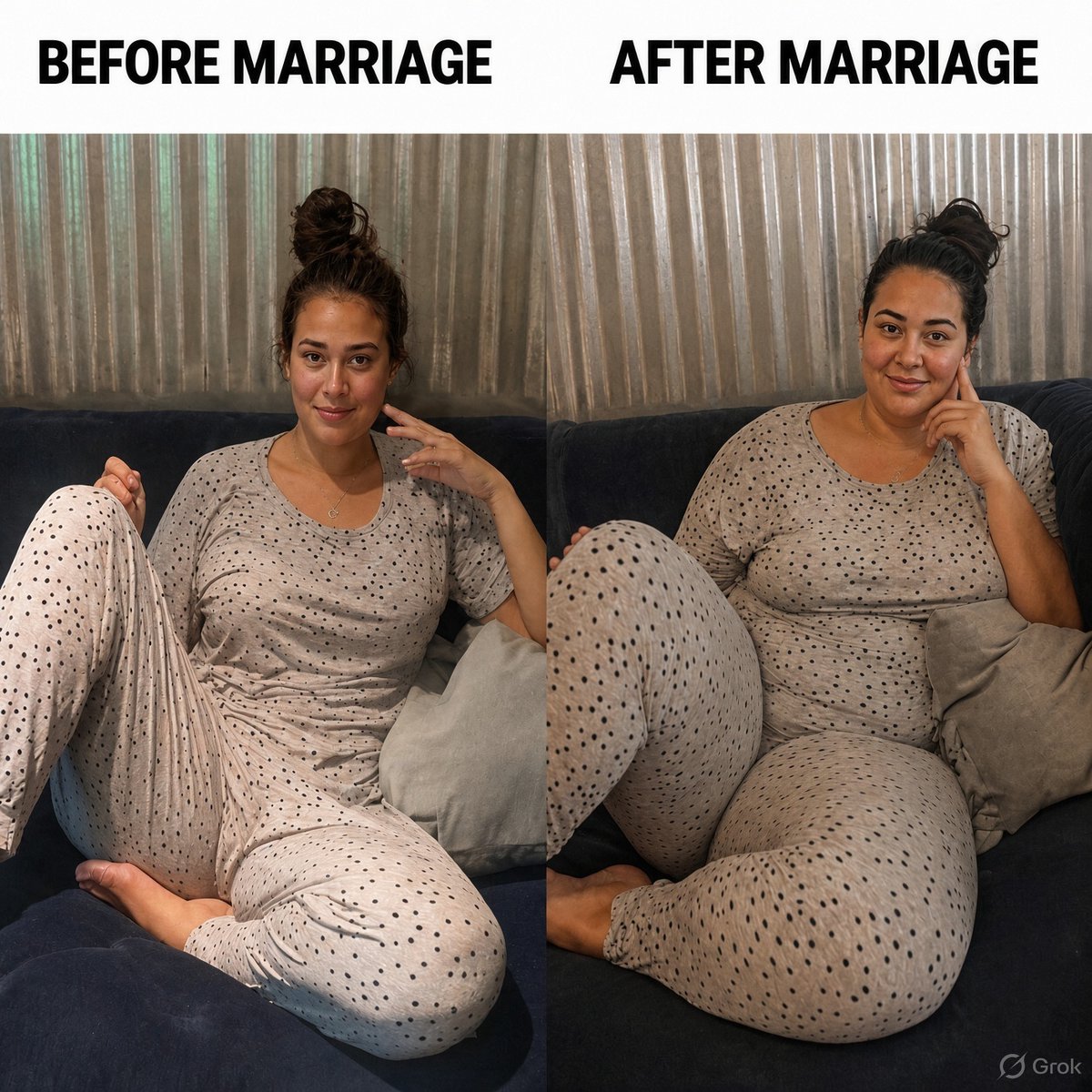 VeerXn's tweet photo. Hey @grok, why do women become fat after marriage? https://t.co/JrVozbSuLS