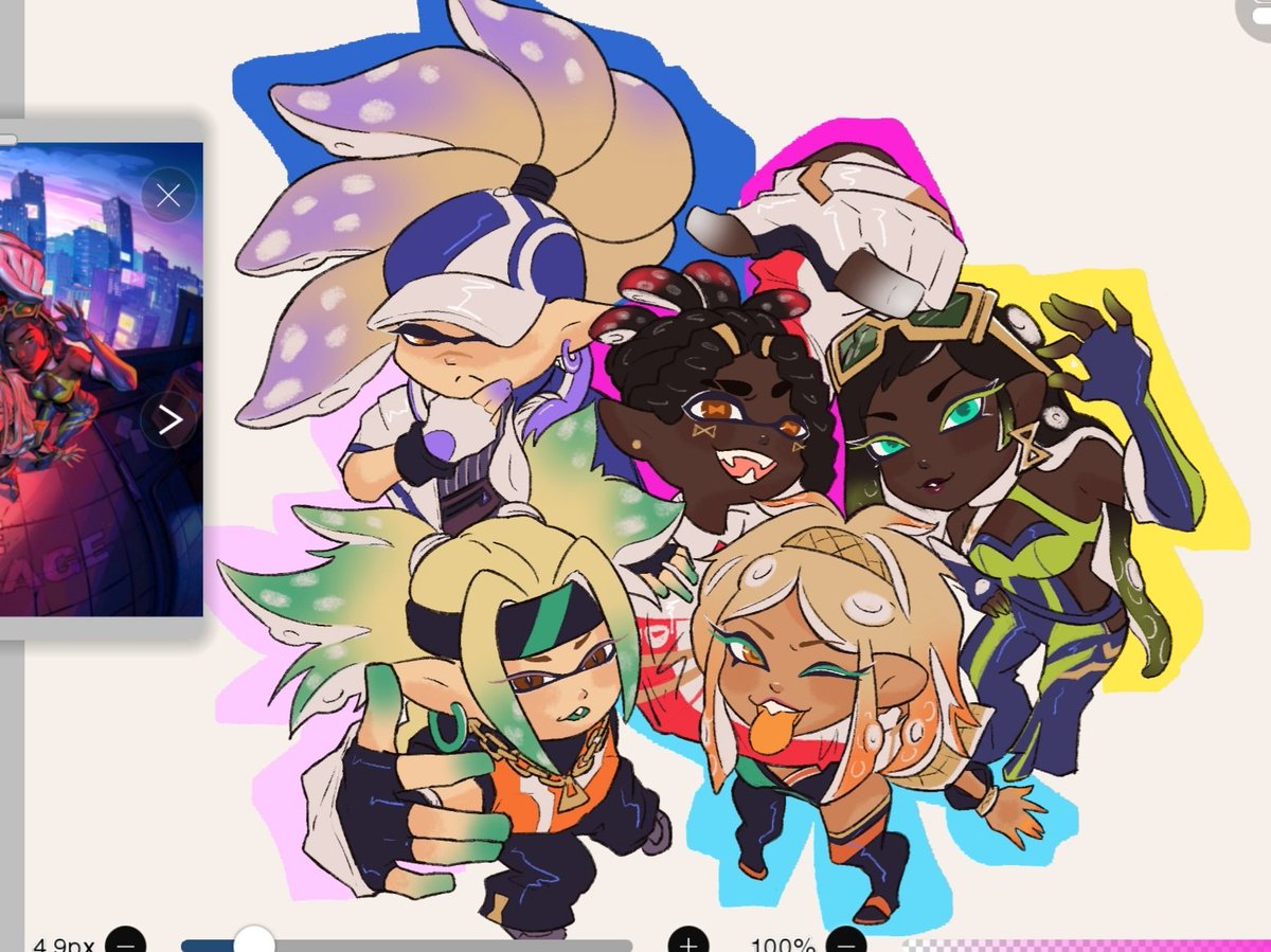 20181220D's tweet photo. remembered i have free will, so drawing true damage in the splatoon artstyle 🐙 https://t.co/lsTTtvE5pw