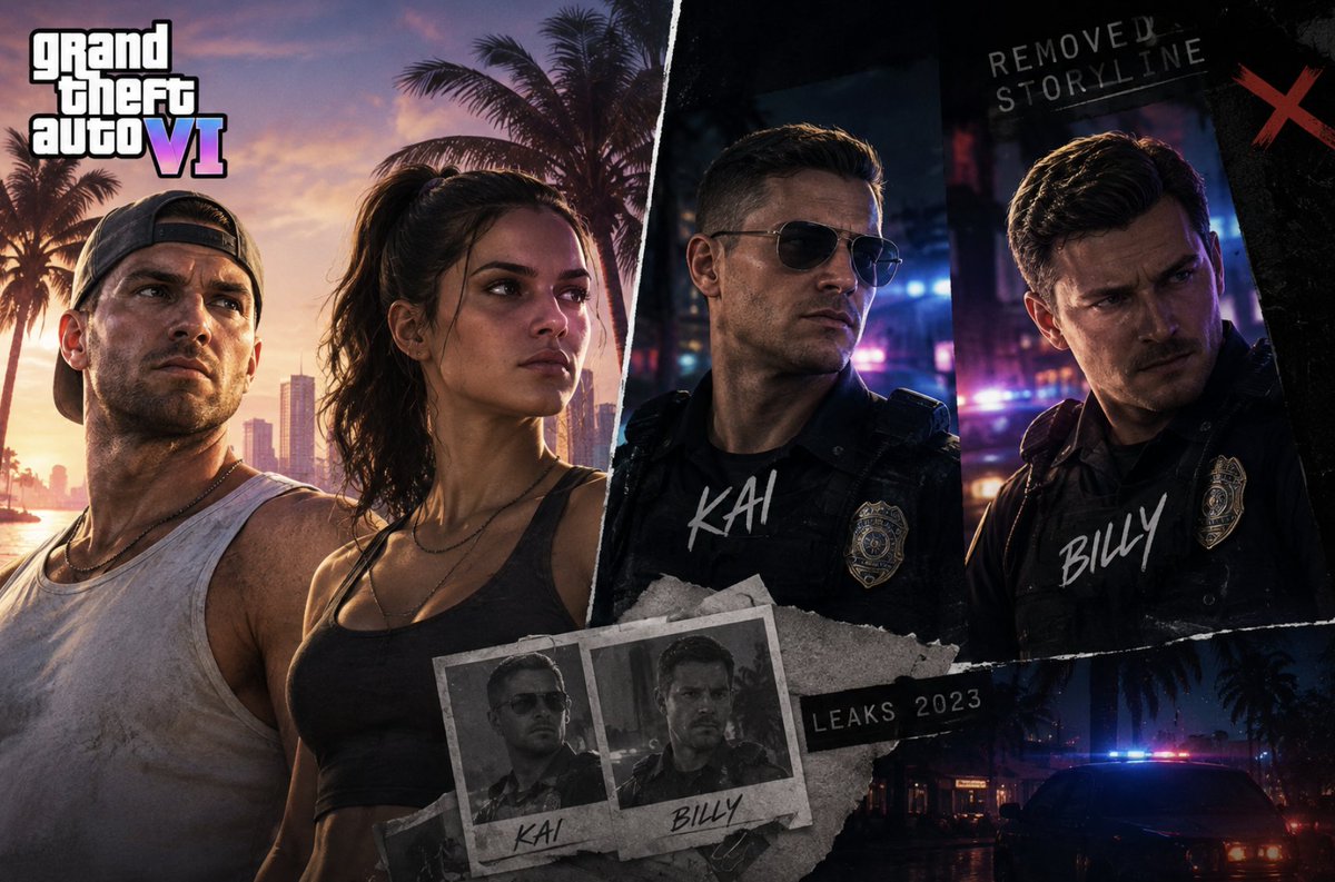 GTA6Digest's tweet photo. GTA VI was originally planned to have FOUR main protagonists

Besides Jason and Lucia, the story was supposed to feature two corrupt cops - Kai and Billy, both mentioned in the 2023 leaks

One of them was meant to die around the middle of the game, while the other would then hunt Jason and Lucia down

Rockstar eventually scrapped the storyline because the plot was becoming too crowded, making it harder for players to form an emotional connection with the characters