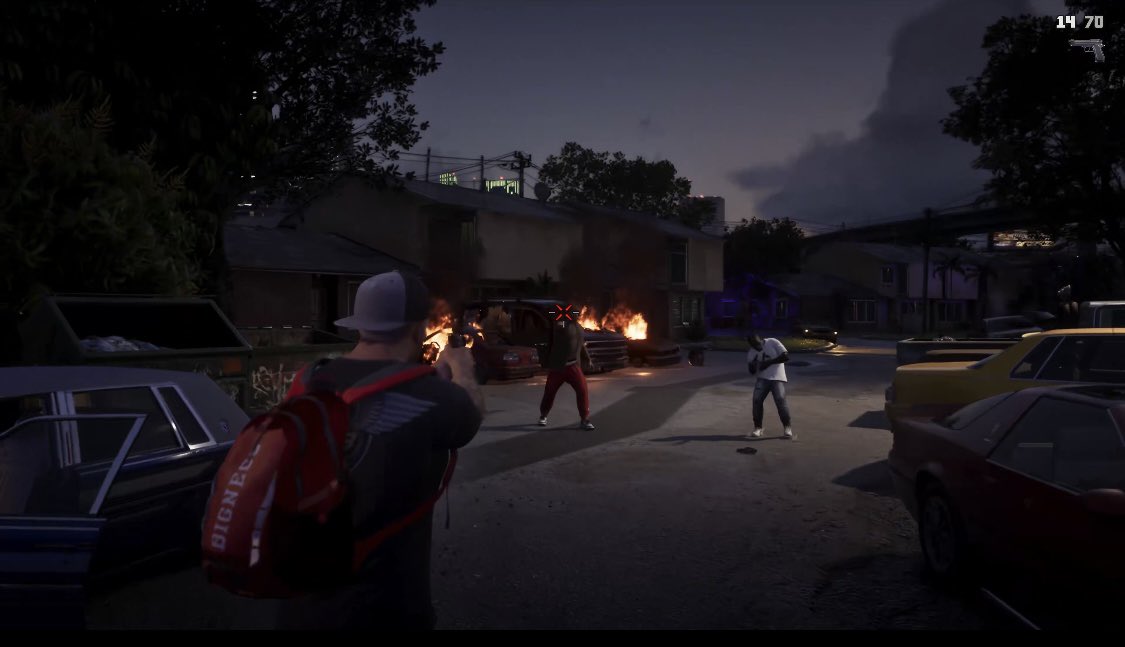 gta6side's tweet photo. Shooting combat in GTA6. This is WAY different from GTA5. There almost is no comparison besides how the weapon draws. #gta6 #gta #gtavi #gta6leak https://t.co/rJICwu67Si