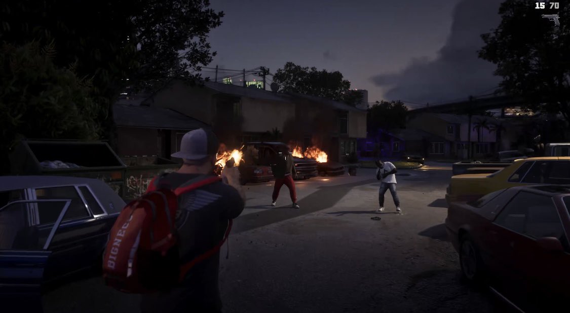 gta6side's tweet photo. Shooting combat in GTA6. This is WAY different from GTA5. There almost is no comparison besides how the weapon draws. #gta6 #gta #gtavi #gta6leak https://t.co/rJICwu67Si