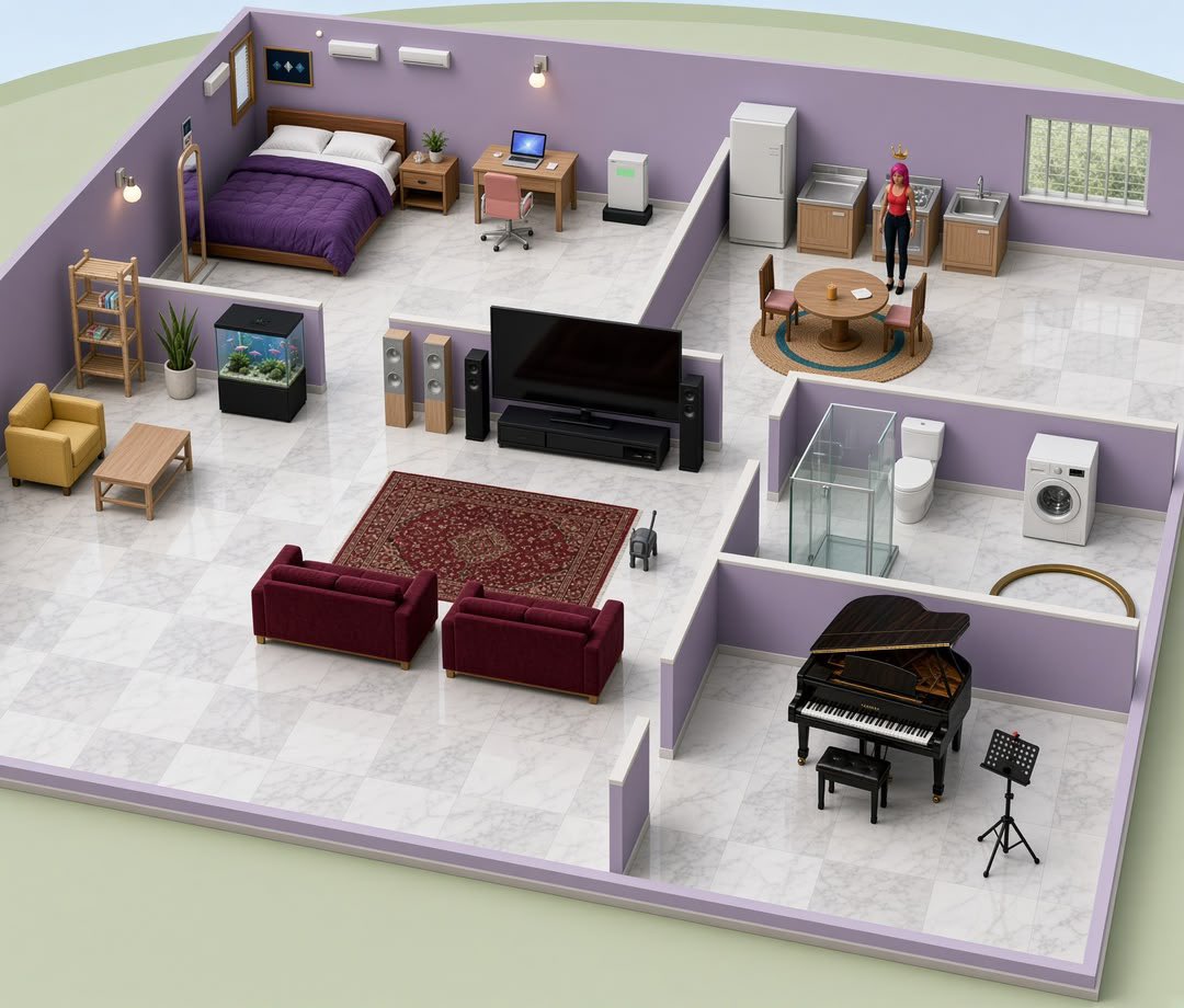 teesmmm's tweet photo. From this to that: how I did it 
Upload the pictures like you’re about to post on X, tap on grok and type this prompt “imagine this as a real house” and voila! https://t.co/715icN7Li9