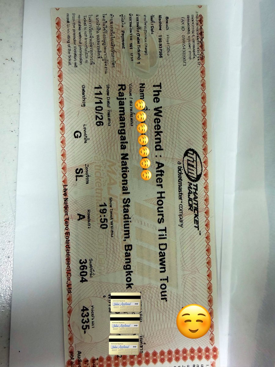 Vivist85's tweet photo. ปล่อยบัตร The Weeknd : After Hours Til Dawn Tour
📍 Zone SL 1ใบ(บัตรยืน)
Sun 11/10/2026 | 19:50
💸 4,500-(รวมค่าธรรมเนียมแล้ว)
🚝📮นัดรับBTSสายสีเขียว/บางนา,แบริ่งลาซาล,สำโรง/ส่งฟรีDMมาได้เลย
#AfterHoursTilDawnTourBKK
#AfterHoursTilDawnTour #Theweeknd #ปล่อยบัตรคอนเสิร์ตTheweeknd https://t.co/CbjoVcdE2y