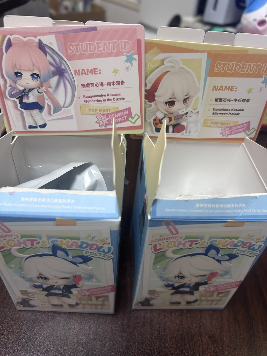 yuppi3lucky's tweet photo. 【交換】 原神 フィギュア POP MART 学園キャンパスシリーズ
譲:万葉/心海
求:フリーナ>ニィロウ/定価1760円

⚠️万葉はフリーナとの交換のみ
2:1でシクレも求めてます
基本都内手渡し、郵送は2:2or2:1のみ
日本の店舗で購入し袋は未開封です。
固定ポストご確認の上お声掛けよろしくお願いいたします🙇 https://t.co/gxioOgtkpU