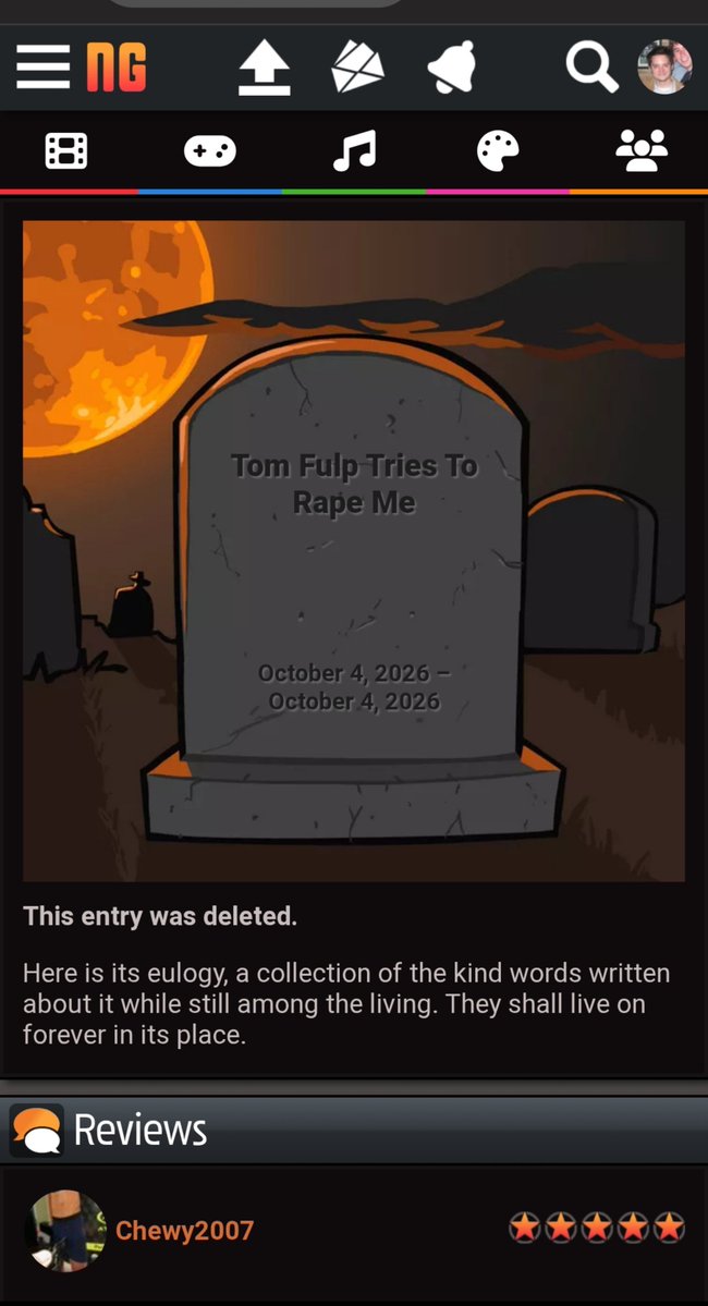DogFuckerNG's tweet photo. Tom Fulp Rapes me Again.  

Dear Raper™️, was it not enough to rape me in 2008?

The reviews were all positive, it would have passed judgement.  

This was biased censorship.

You raped me in 2008, You try to rape me last night, and now you rape my video of you trying to rape me. https://t.co/KRgAYk005v