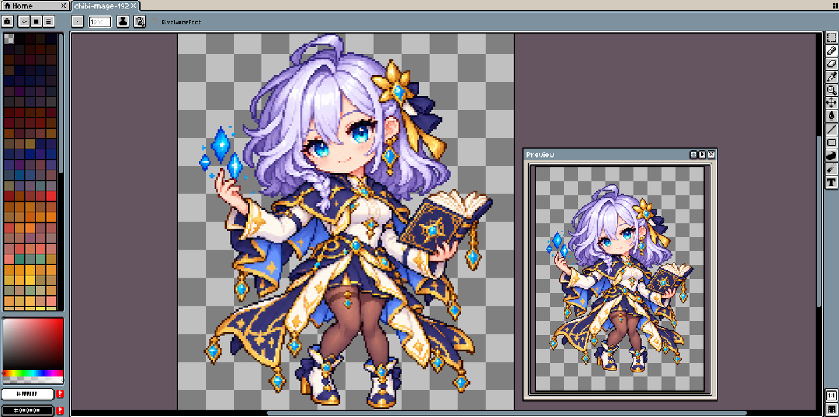 MOSCAT_dev's tweet photo. dots Aspriteテスト　luaで記述して操作してるっぽい
#pixelart https://t.co/T0u45q0kmf