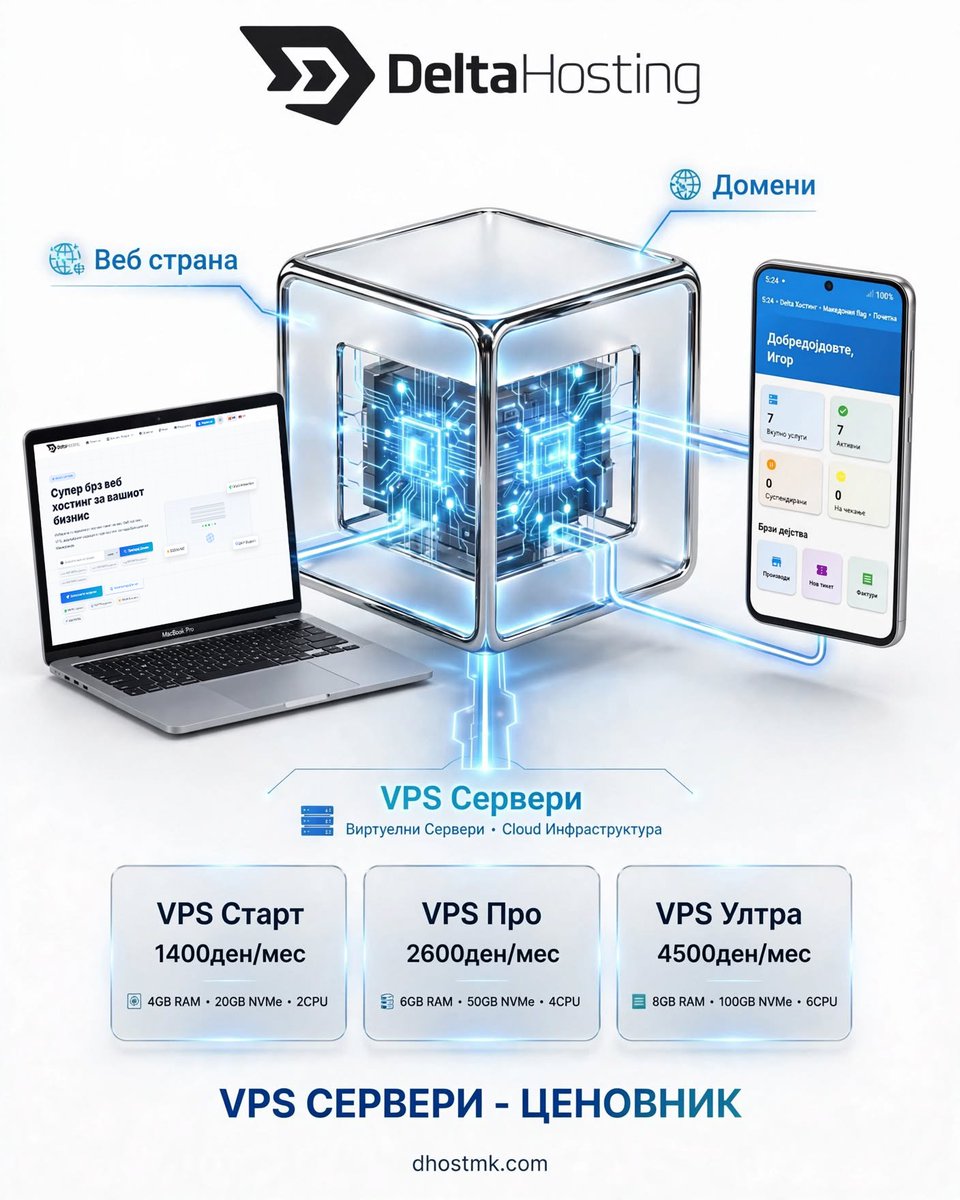 deltahostmk's tweet photo. ⚡ ВИРТУЕЛНИ СЕРВЕРИ — VPS

Ви треба моќен сервер за вашиот проект?
Со Делта Хостинг добивате виртуелен сервер со ресурси што можете да ги користите токму онака како што ви се потребни.

👉 Погледнете ги VPS пакетите на:
🌐 https://t.co/4Iym8WjuVJ https://t.co/KoTeeBR0vO