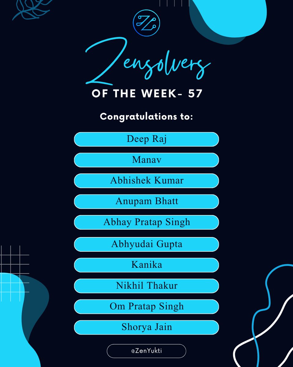 ZenYukti's tweet photo. Week 57 starts a new month.

October is underway, the board is open, and a new race begins. 
Congratulations to this week’s ZenSolvers!

Want to make the next board?
👉 https://t.co/yqfchvEP2j

#ZenSolve #ZenYukti #Week57 https://t.co/fuWKFsMxLl